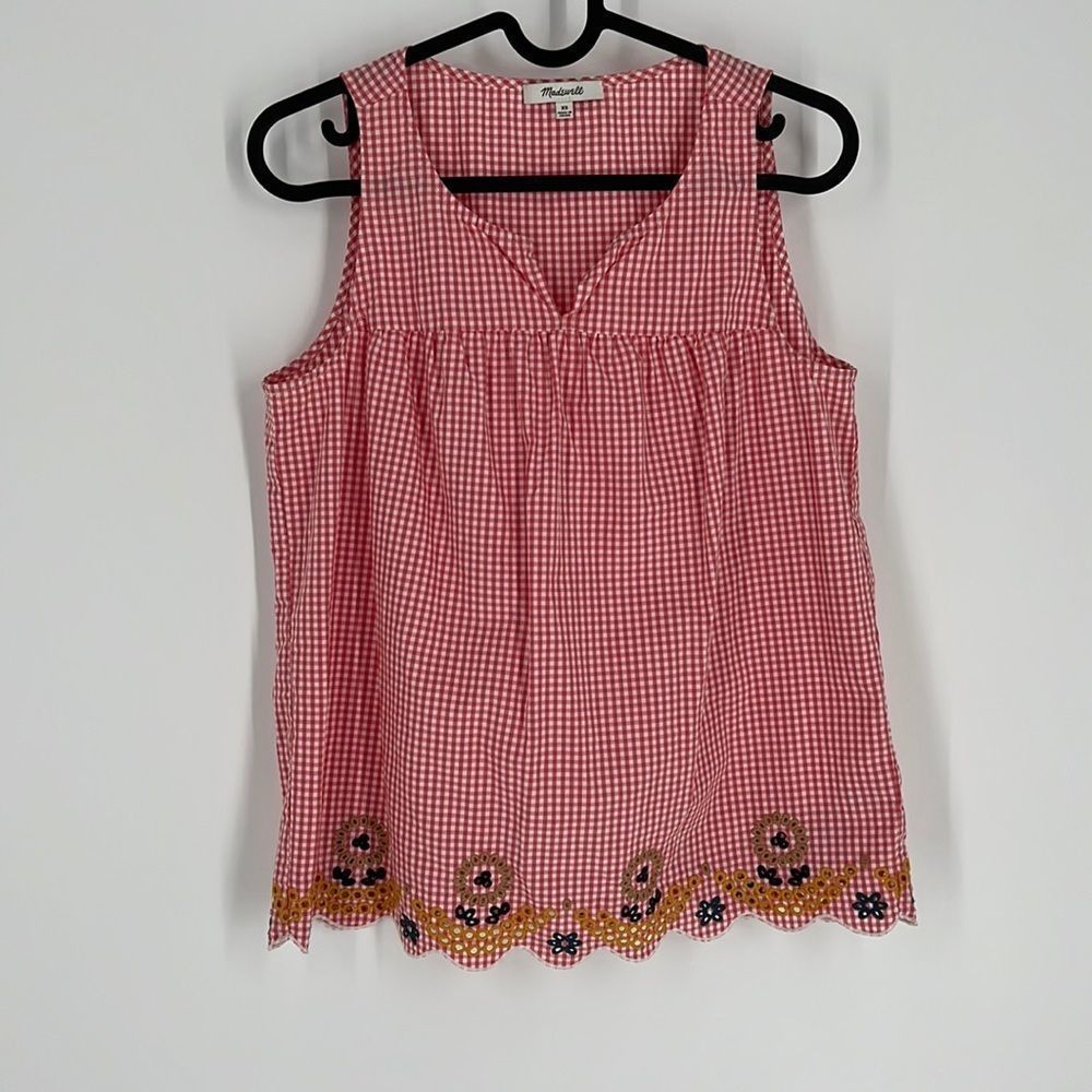 Embroidered Gingham Tank Top - Picture 2 of 8